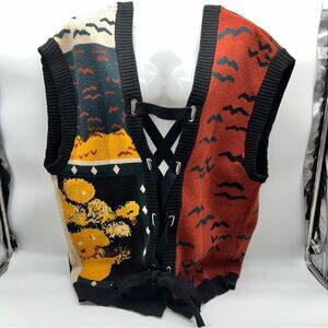 Vincent Van Gogh Collection Lace Up Back (or Front) Pattern Sweater Vest-Size M